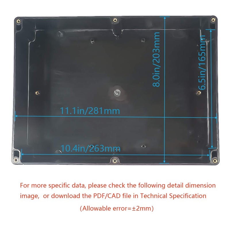 Zulkit Junction Box, Zulkit Project Box IP65 Waterproof Outdoor Box ABS Plastic Electrical Boxes Electronic Enclosure Black 11.42 x 8.27 x 3.94 inch (290 x 210 x 100 mm)(Pack of 1) - Image 5